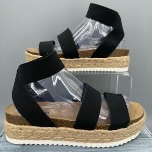 NEW Cushionaire Women’s Mandy Stretch Platform Sandals Black Size 7.5M